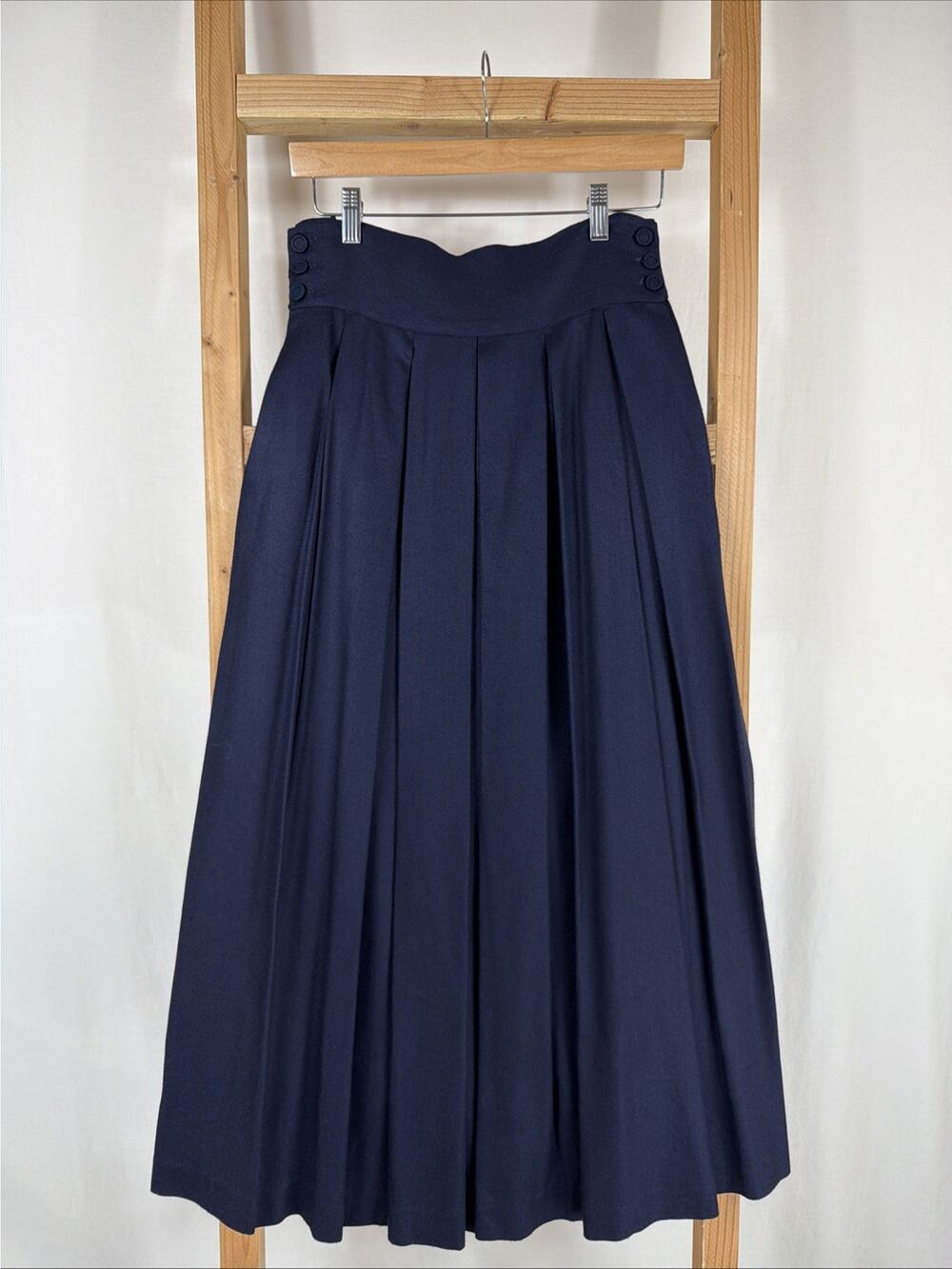 Vintage 90's Eric Bovy Navy Side Button Closure Long Skirt #1317 Size 10 USA